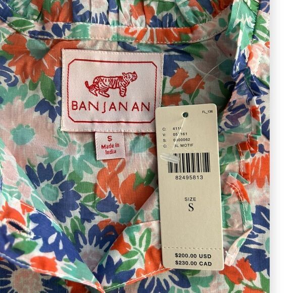 Banjanan Tammy Buttondown Floral Blouse New With Tags - Picture 7 of 9